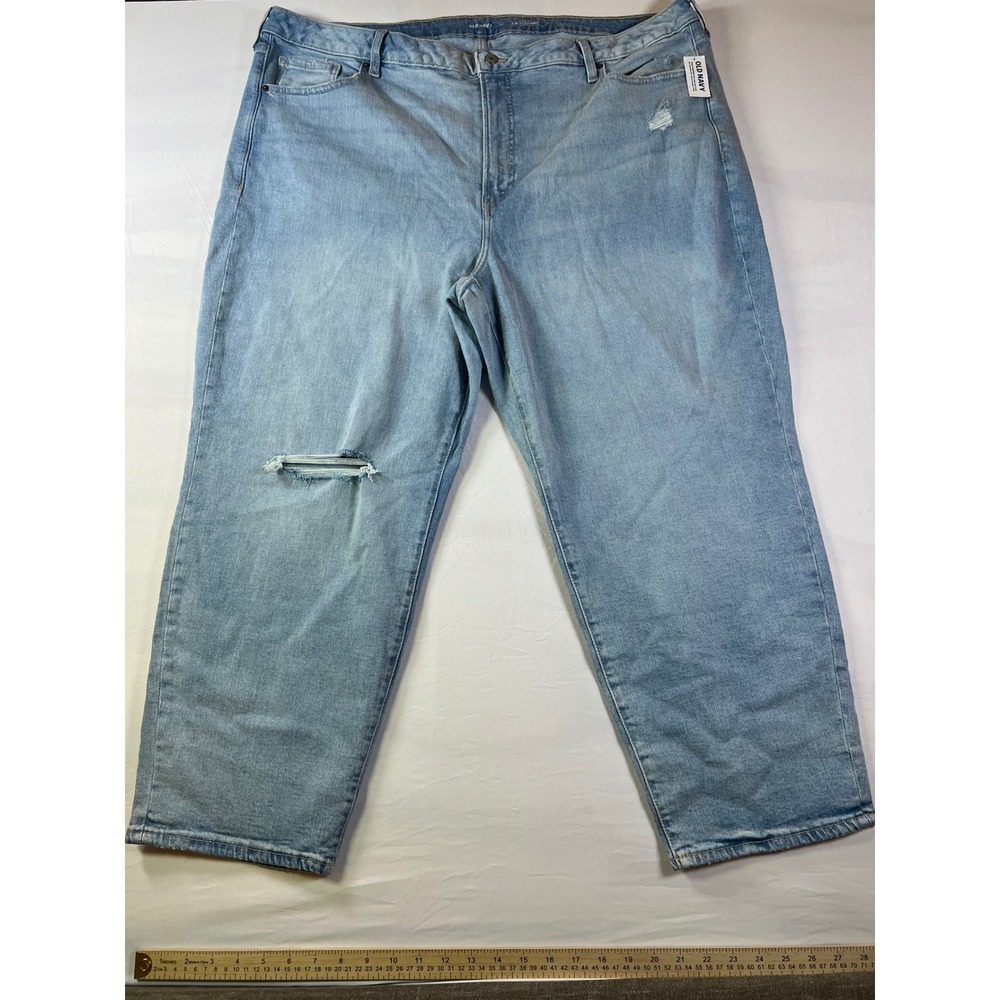 Old Navy Womens Jeans OG Straight High Rise Distressed Light Wash 26 NWT